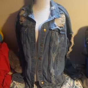 Fashion Nova Ripped Blue Jean Jacket